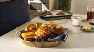 Display of pastry on countertop
