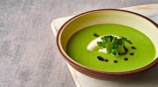 Broccoli soup in a bowl, made using Lakeland Dairies products