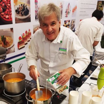 Lakeland Dairies Chef Otto Jurscha cooking with Millac Gold Cooking