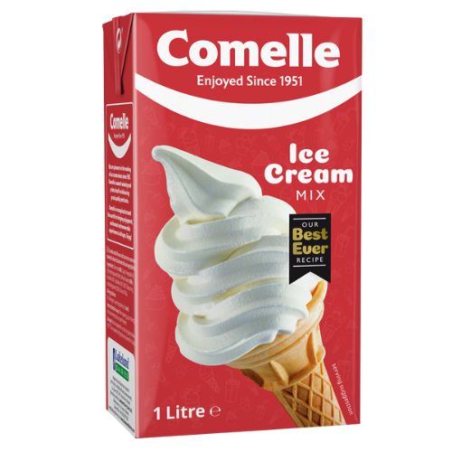 carton of comelle ice cream mix in red carton