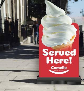 Comelle Point of Sale Pavement Sign