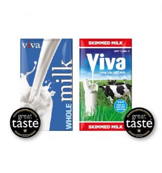 Great Taste award winning VIVA whole and skimmed milk