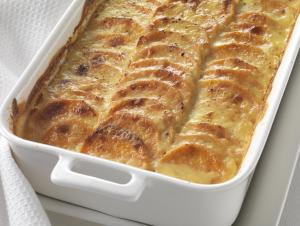 Sweet potato dauphinoise in a dish, made with Lakeland Dairies products