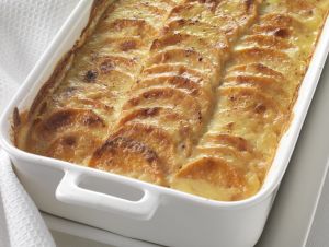 Sweet potato dauphinoise in a dish, made with Lakeland Dairies products