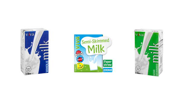 VIVA whole milk and semi-skimmed milk